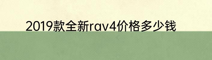2019款全新rav4价格多少钱