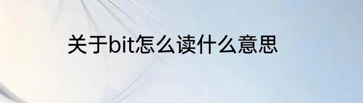 关于bit怎么读什么意思