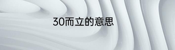30而立的意思