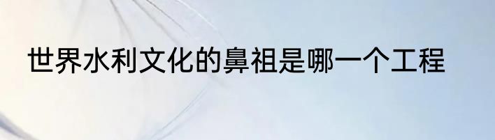 世界水利文化的鼻祖是哪一个工程