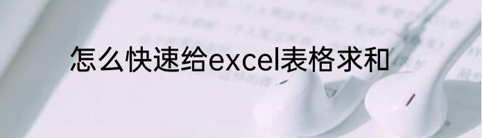 怎么快速给excel表格求和