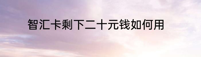 智汇卡剩下二十元钱如何用