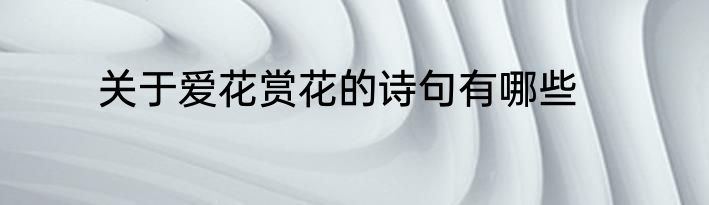 关于爱花赏花的诗句有哪些