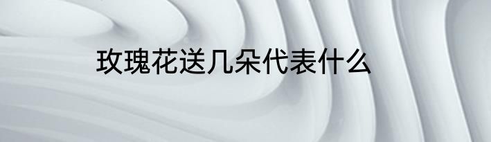 玫瑰花送几朵代表什么