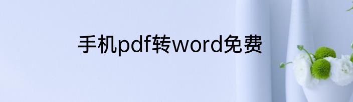 手机pdf转word免费