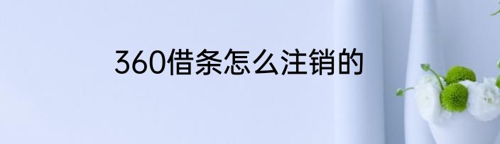 360借条怎么注销的