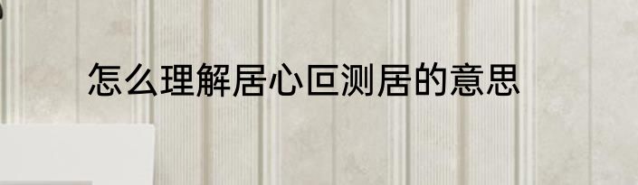 怎么理解居心叵测居的意思