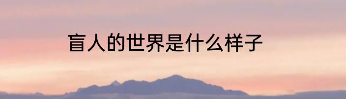 盲人的世界是什么样子