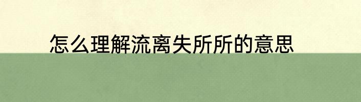 怎么理解流离失所所的意思