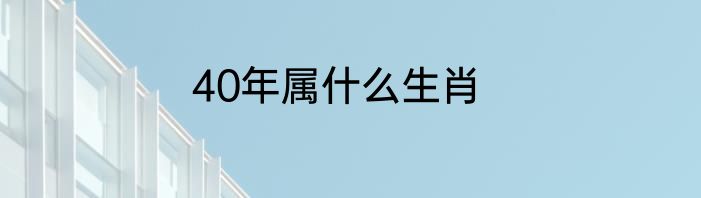40年属什么生肖
