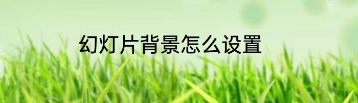 幻灯片背景怎么设置