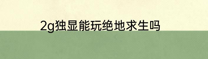 2g独显能玩绝地求生吗