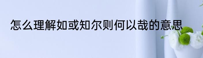 怎么理解如或知尔则何以哉的意思