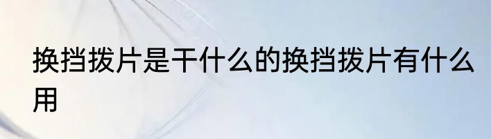 换挡拨片是干什么的换挡拨片有什么用