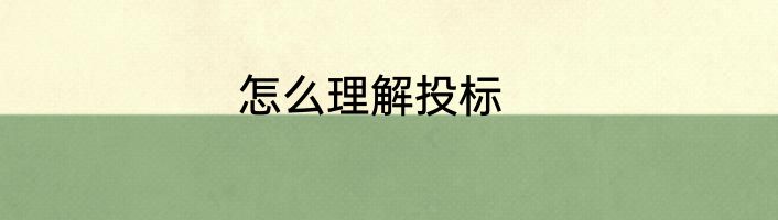怎么理解投标