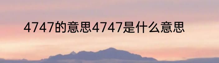 4747的意思4747是什么意思