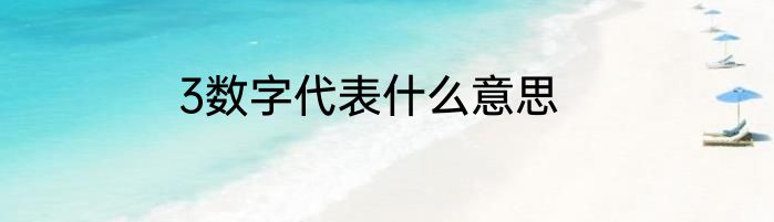 3数字代表什么意思