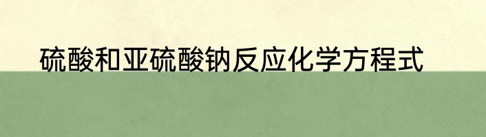 硫酸和亚硫酸钠反应化学方程式