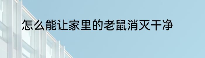 怎么能让家里的老鼠消灭干净