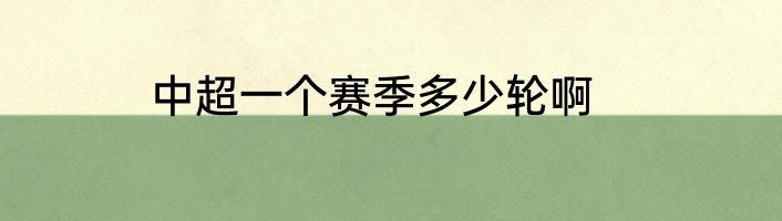 中超一个赛季多少轮啊