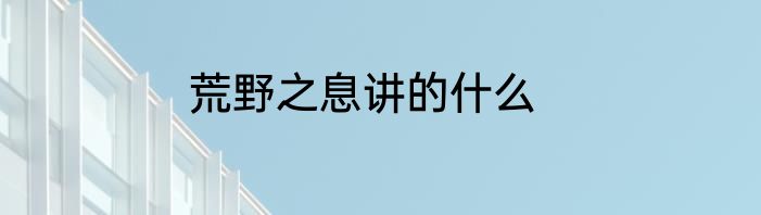 荒野之息讲的什么