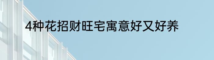 4种花招财旺宅寓意好又好养