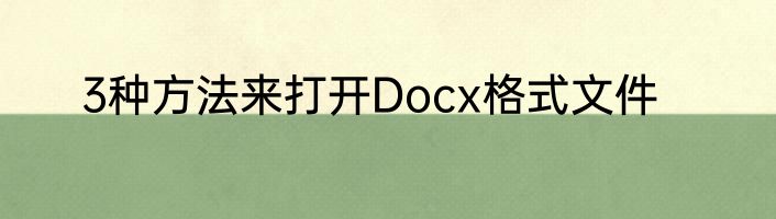 3种方法来打开Docx格式文件