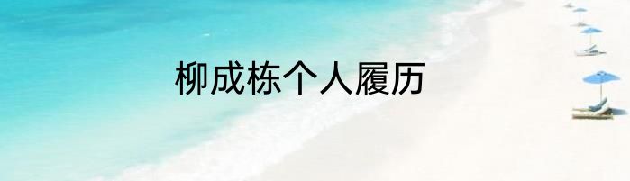 柳成栋个人履历