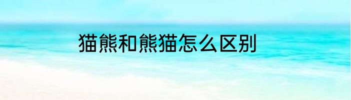 猫熊和熊猫怎么区别