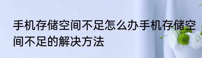 手机存储空间不足怎么办手机存储空间不足的解决方法