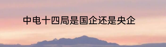 中电十四局是国企还是央企