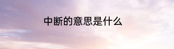 中断的意思是什么