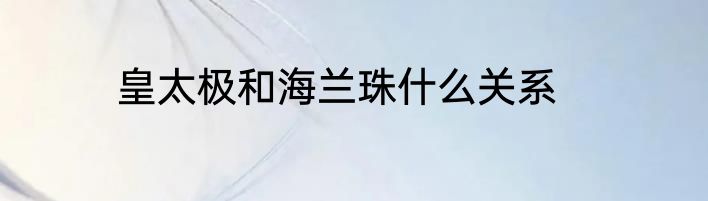 皇太极和海兰珠什么关系