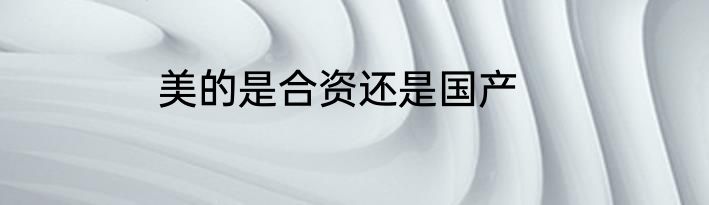 美的是合资还是国产