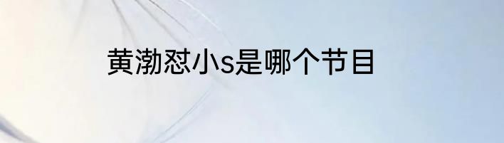 黄渤怼小s是哪个节目