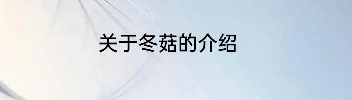 关于冬菇的介绍