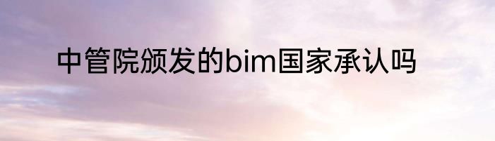 中管院颁发的bim国家承认吗