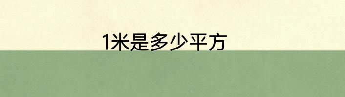 1米是多少平方