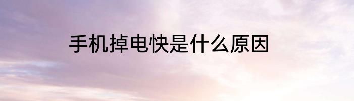 手机掉电快是什么原因