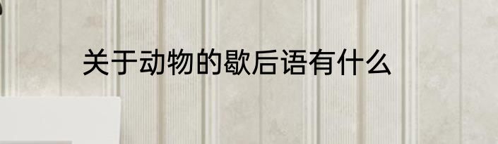 关于动物的歇后语有什么