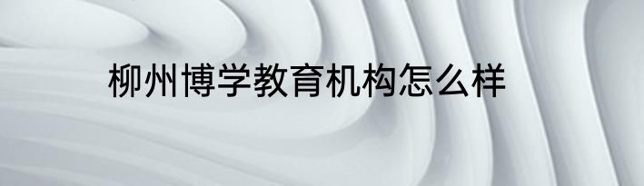 柳州博学教育机构怎么样