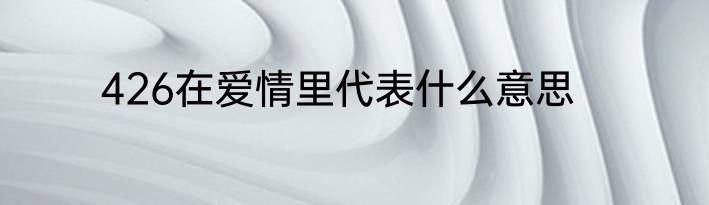 426在爱情里代表什么意思