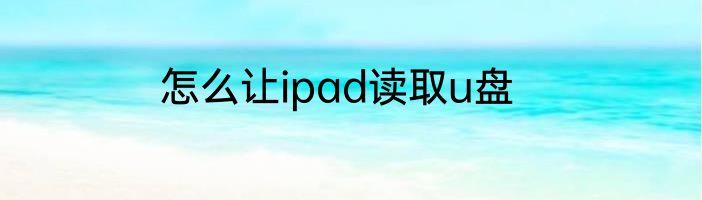 怎么让ipad读取u盘