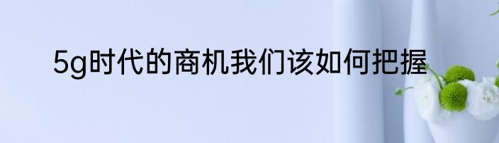 5g时代的商机我们该如何把握