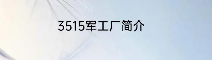 3515军工厂简介