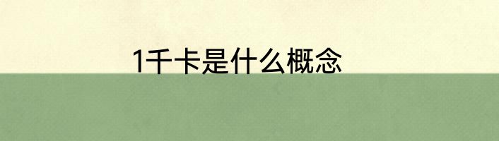 1千卡是什么概念