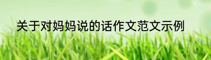 关于对妈妈说的话作文范文示例
