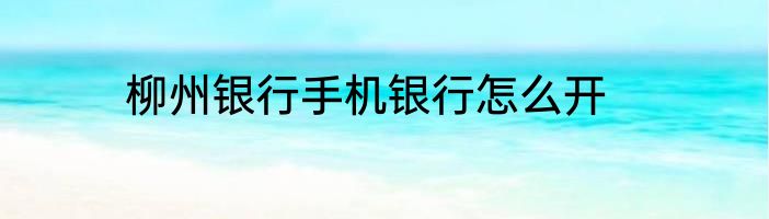 柳州银行手机银行怎么开