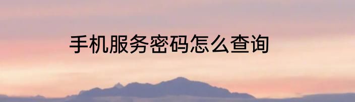 手机服务密码怎么查询