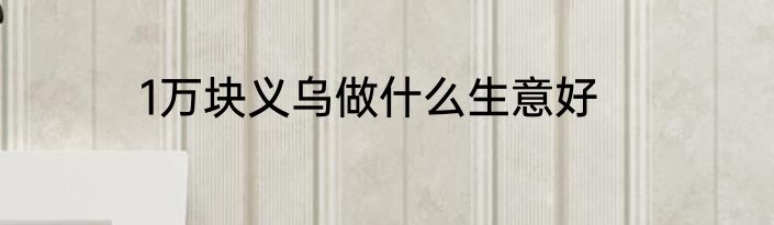 1万块义乌做什么生意好